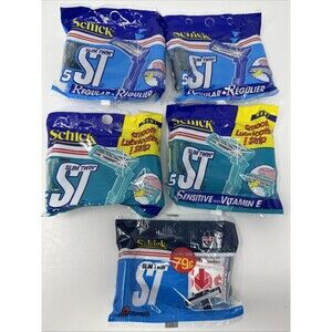 22 NOS Schick Slim Twin Disposable Razors Sensitive & Regular Vintage NEW